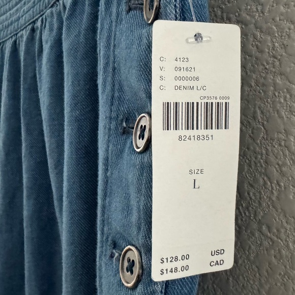 NWT Anthropologie Denim Harem Pants Large Chambray Blue Balloon Baggy Boho - Picture 14 of 14